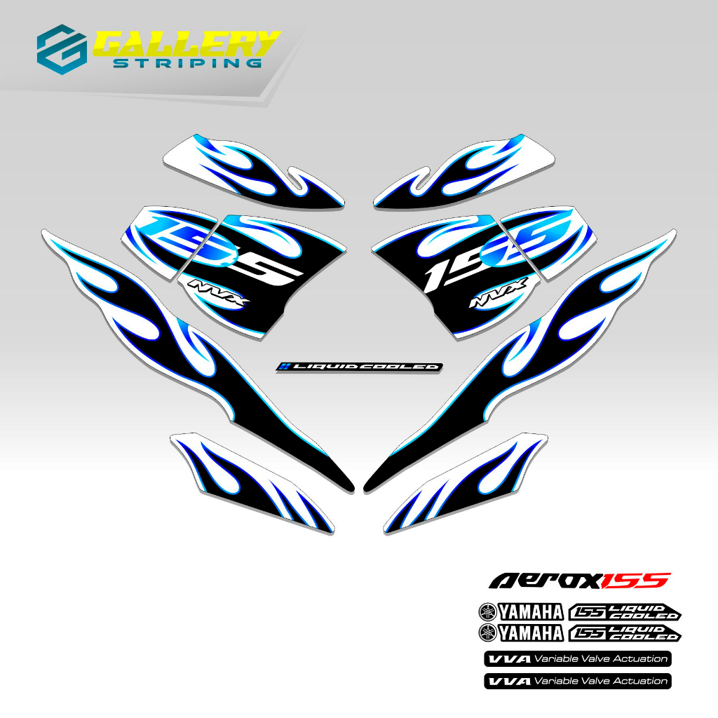 Jual Striping Aerox 155 New Connected V3 Dasar Putih A04 Motif Api ...
