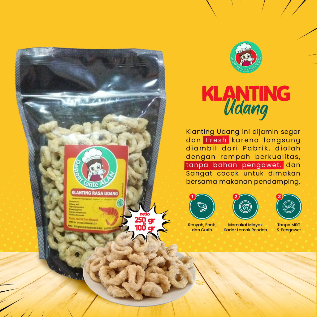 Jual Klanting Udang Khas Bandar Lampung Asli Keripik Siap Saji Camilan