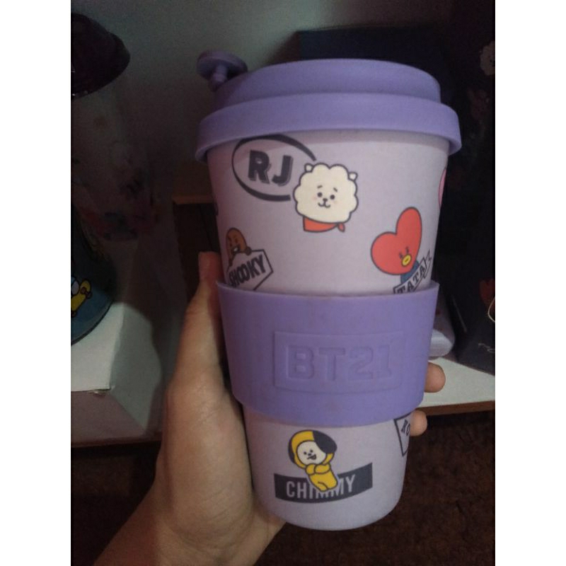 Jual BTS BT21 Official Reusable Tumbler Cup 400 ml PURPLE official Line ...