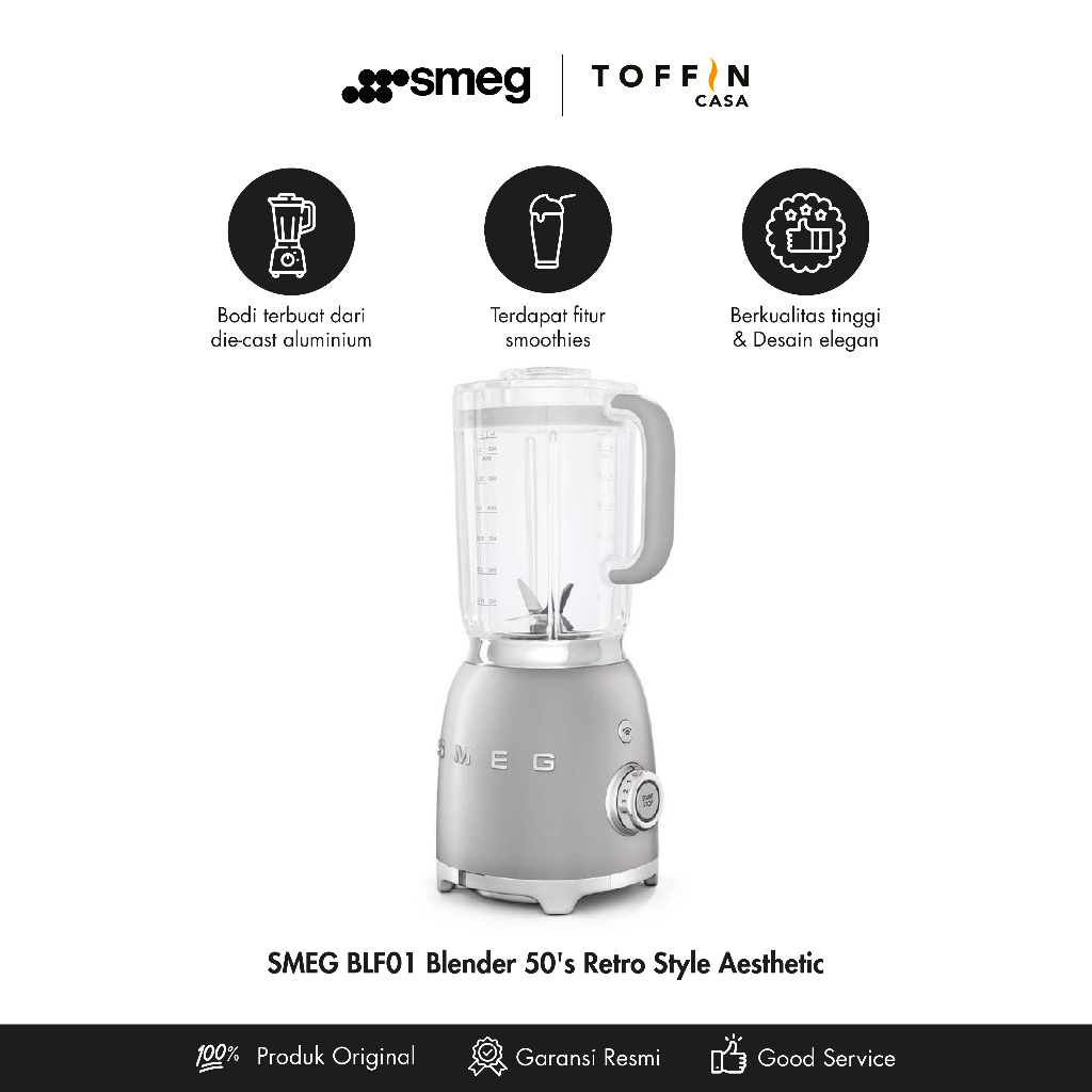 Smeg 50's Retro Style Aesthetic Blender - Silver