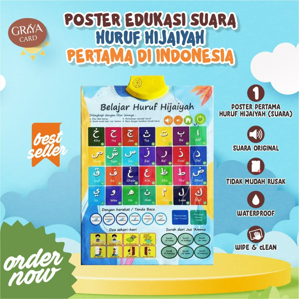 Jual POSTER EDUKASI ANAK / POSTER HIJAIYAH SUARA / POSTER EDUKASI DOA ...