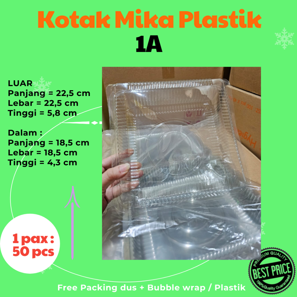 Jual Plastik Mika Kue Ukuran 1a Jumbo Mika Kotak Besar Box Mika Kue Bolu Besar Isi 5 Pcs 2814