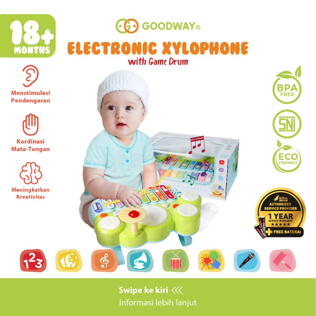 Jual Goodway Electronic Xylophone With Game Drum/Mainan Musik Drum