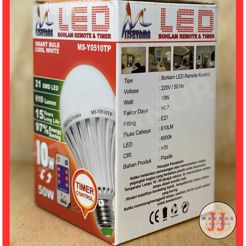 Jual Lampu Timer LED Remote Control 10 Watt Mitsuyama MS-Y0510TP (Bisa ...