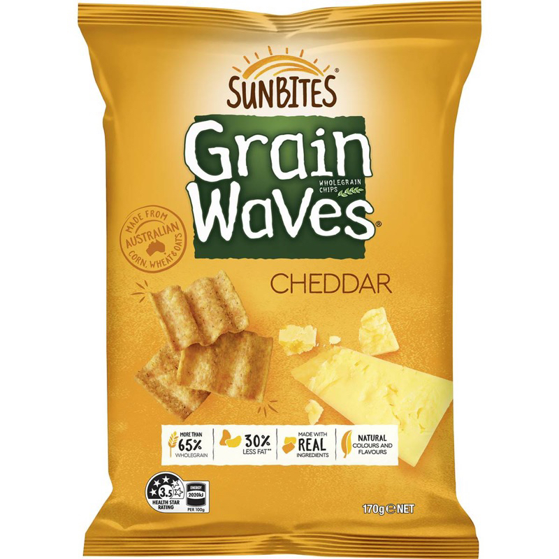 Jual Sunbites Grainwaves Wholegrain Chips Cheddar 170g - Australia ...