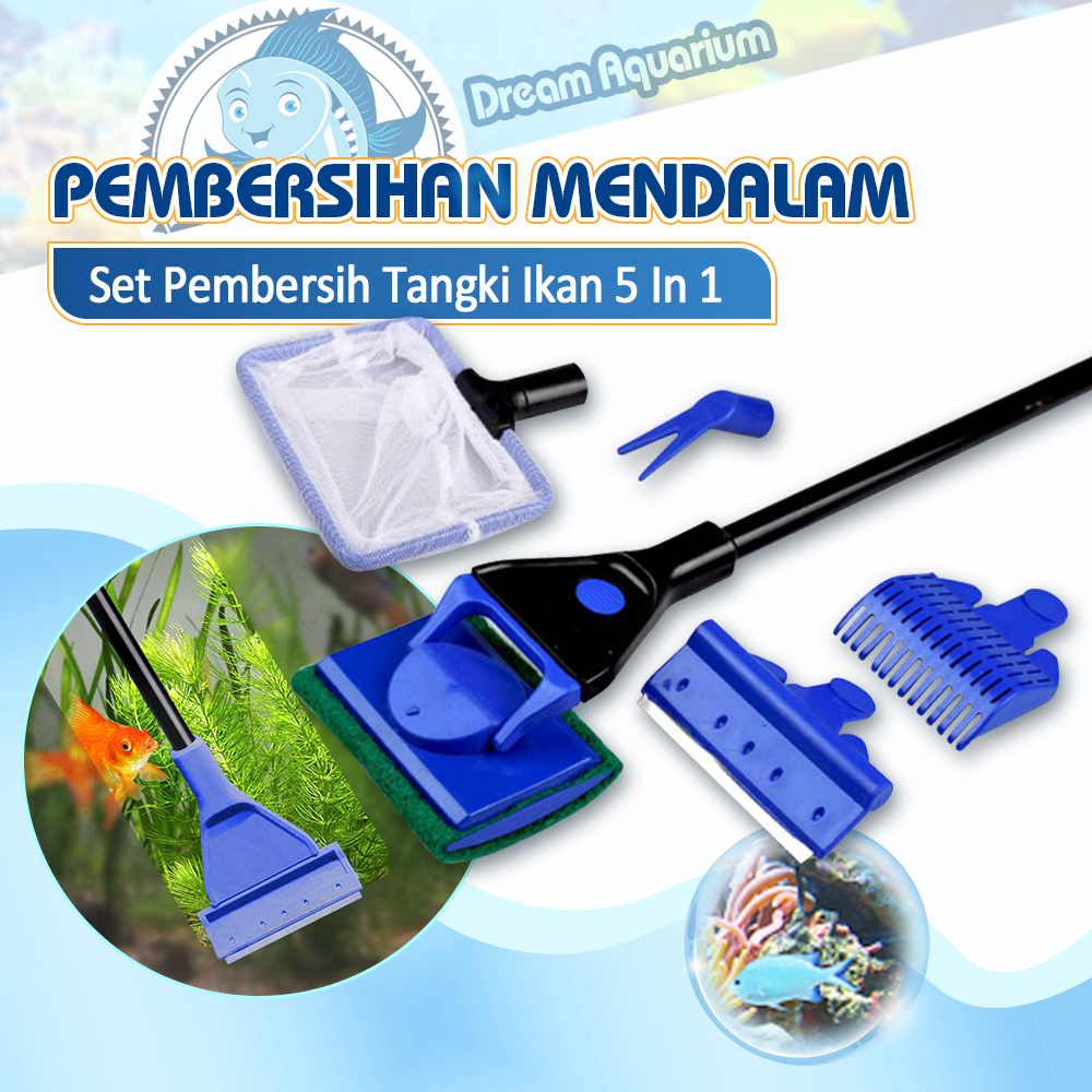 Jual Aqua Tools Aquarium Cleaning Set 5 in 1 Tongkat Cleaner Alat