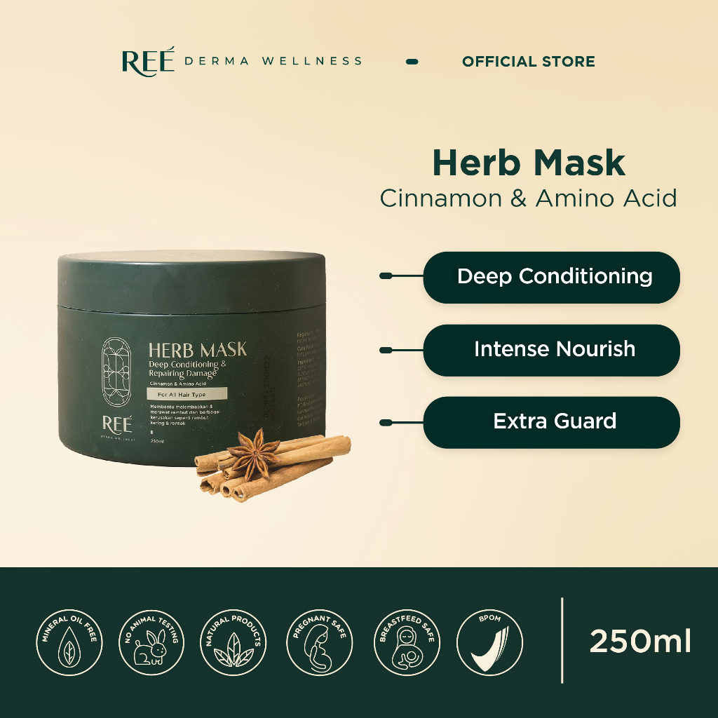 Jual Ree Derma Wellness Cinnamon & Amino Acid Hair Mask 250ML