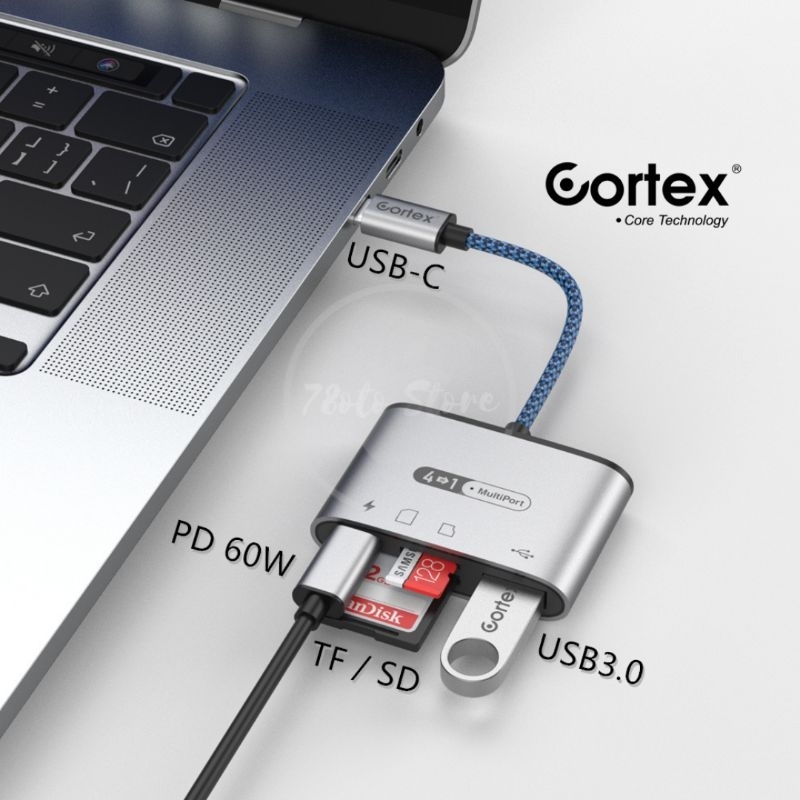 Jual Cortex MH371 Spliter 4in1 Type-C To USB 3.0 + SD/TF Card Reader ...