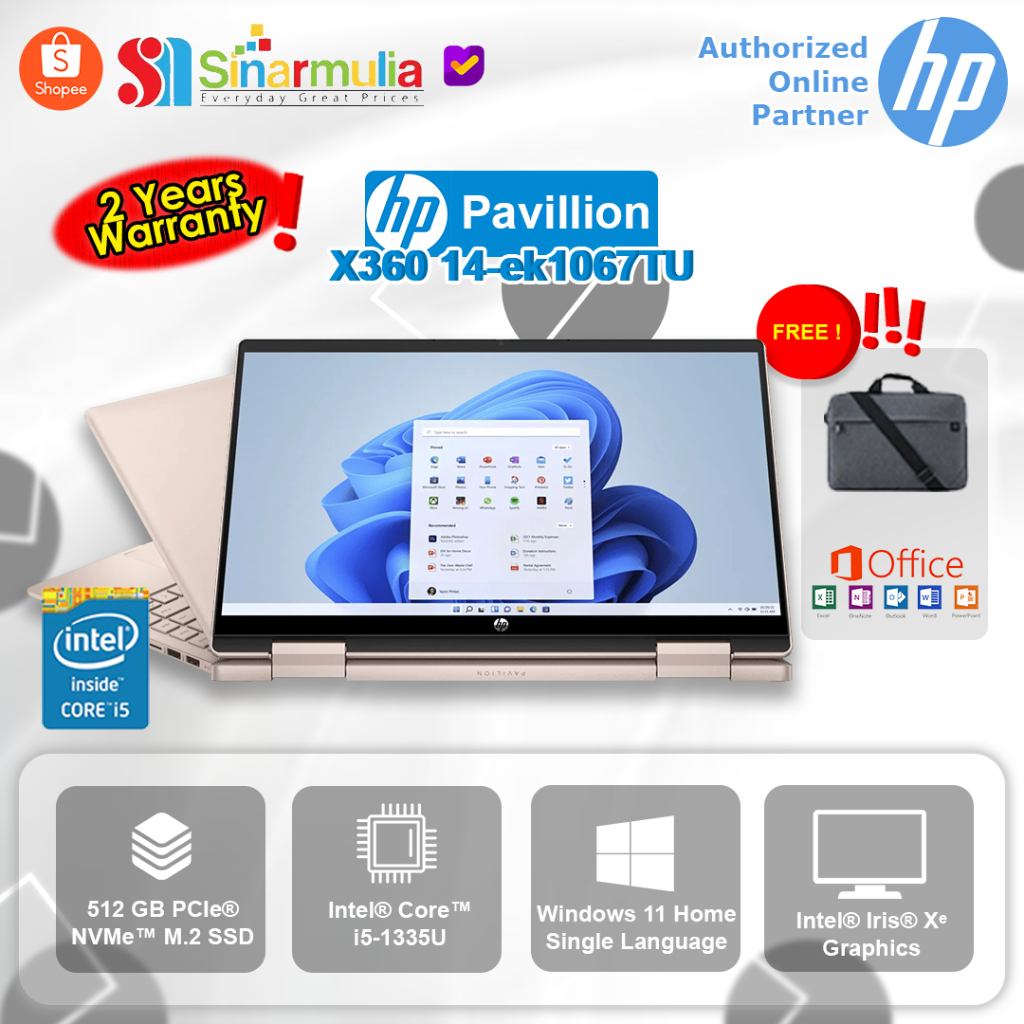 Jual Laptop Hp Pavilion X360 14 Ek1067tuek1069tu I5 1335u 16gb 512gb Ssd Winohs Original 1626