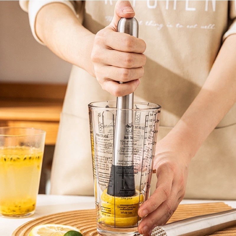 HAOSEA Cocktail Muddler Stainless Steel 21cm Mojito Masher With