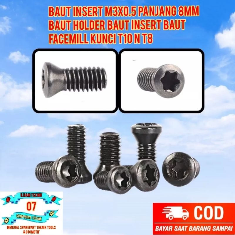 Jual baut insert m3x0.5 panjang 8mm baut holder baut insert baut ...