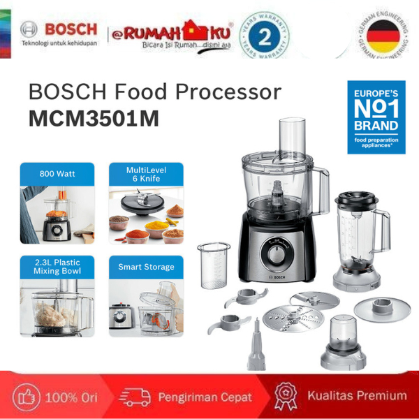 BOSCH 220 volt Food Processor with Blender and Grinder Black 800 Watts 220v  240 volts 50 hz MCM3501MGB