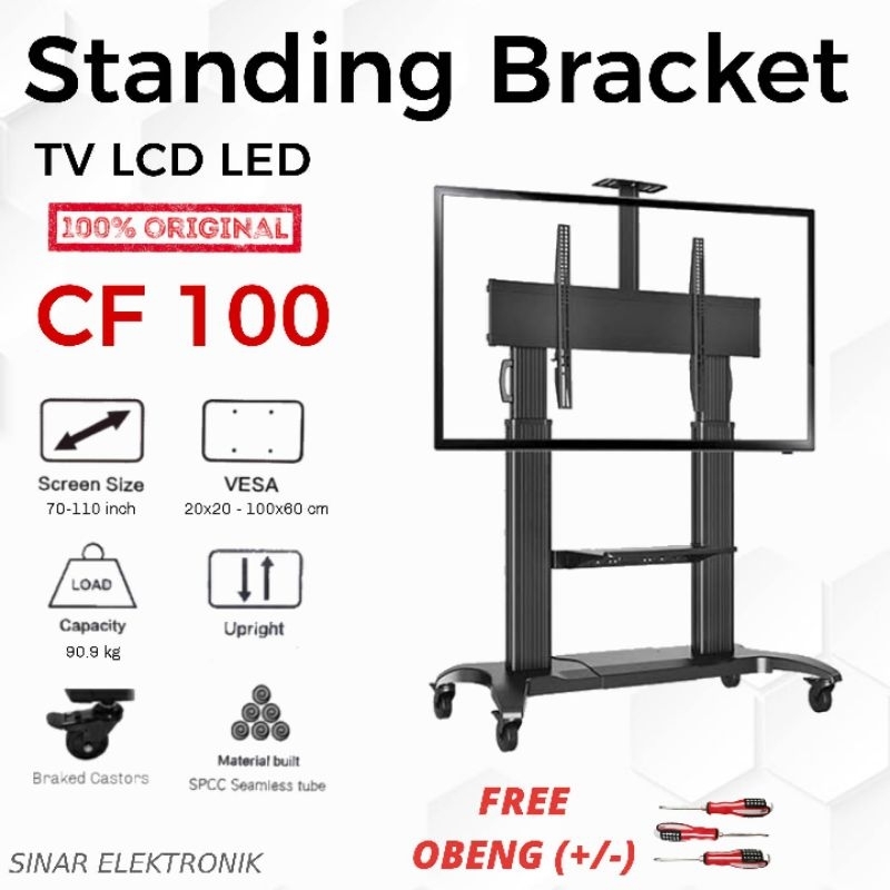 Jual STANDING BRACKET TV 70 SAMPAI 110 INCH NORTH BAYOU CF 100 RODA ...
