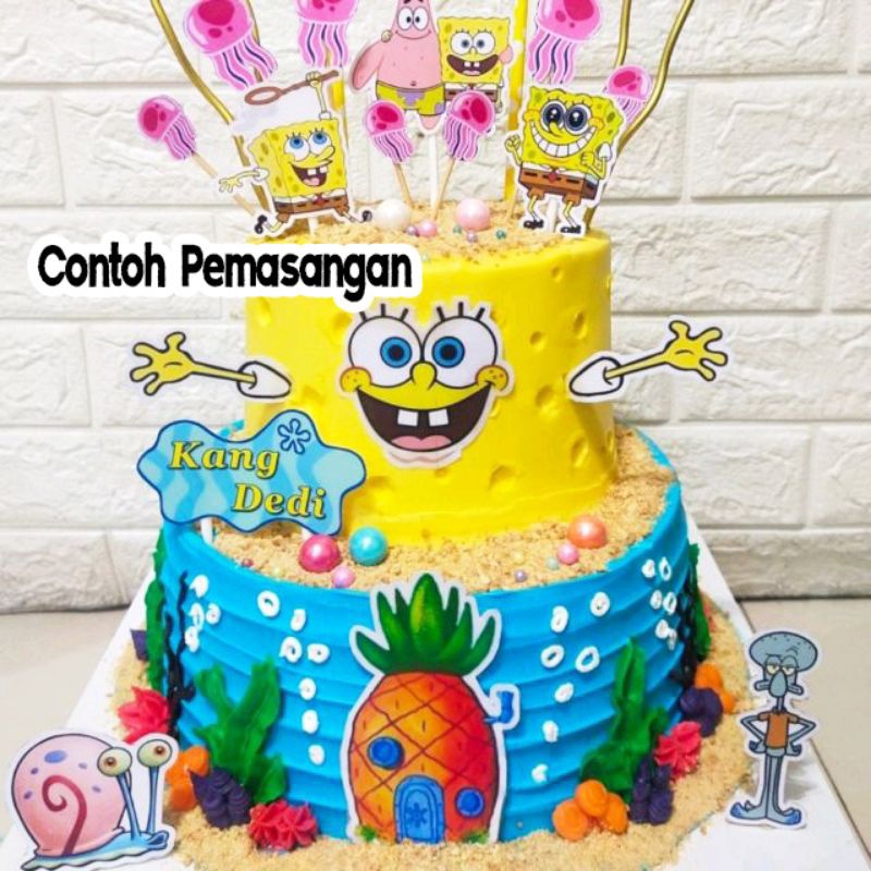 Bob Esponja Quadrada Calça Anime Boneco Figura Ornamentos Torta Daxing  Polvo Irmão Chefe De Caranguejo Decoração Bolo - Escorrega o Preço