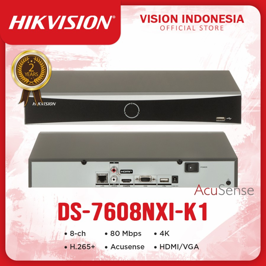 Jual HIKVISION DS-7608NXI-K1 NVR 8Channel AcuSense 4K Face Detection ...