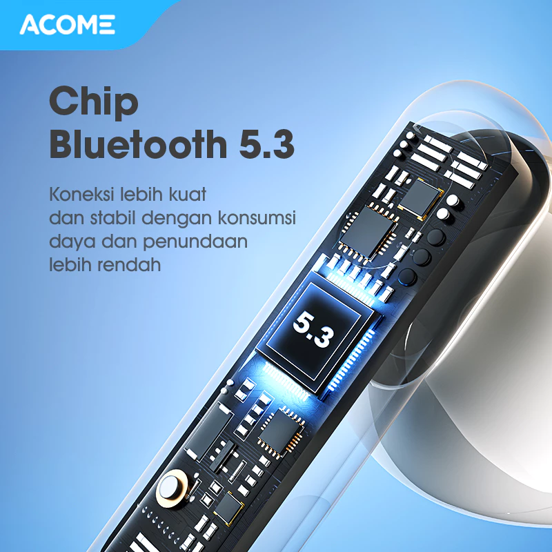 Acome TWS Bluetooth 5.3 Headset Earphone IPX4 Waterproof 3 Gram Ultra Light Inpods AT01 - Garansi Resmi 1 Tahun