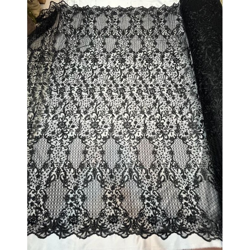 Jual (COD) bahan kakn tulle syeline full bordir mewha/tille border ...