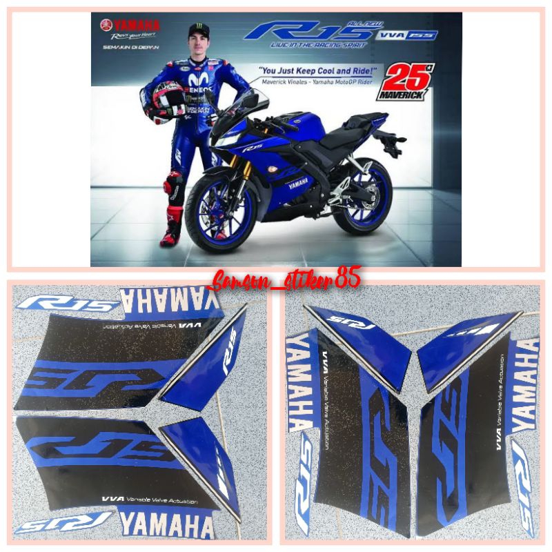 Jual stiker striping yamaha R15 2017 2018 v3 biru list body motor ...