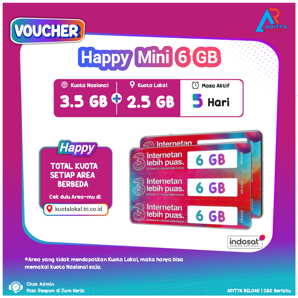 Jual Voucher Tri Happy Mini 6GB 5Hari | Shopee Indonesia