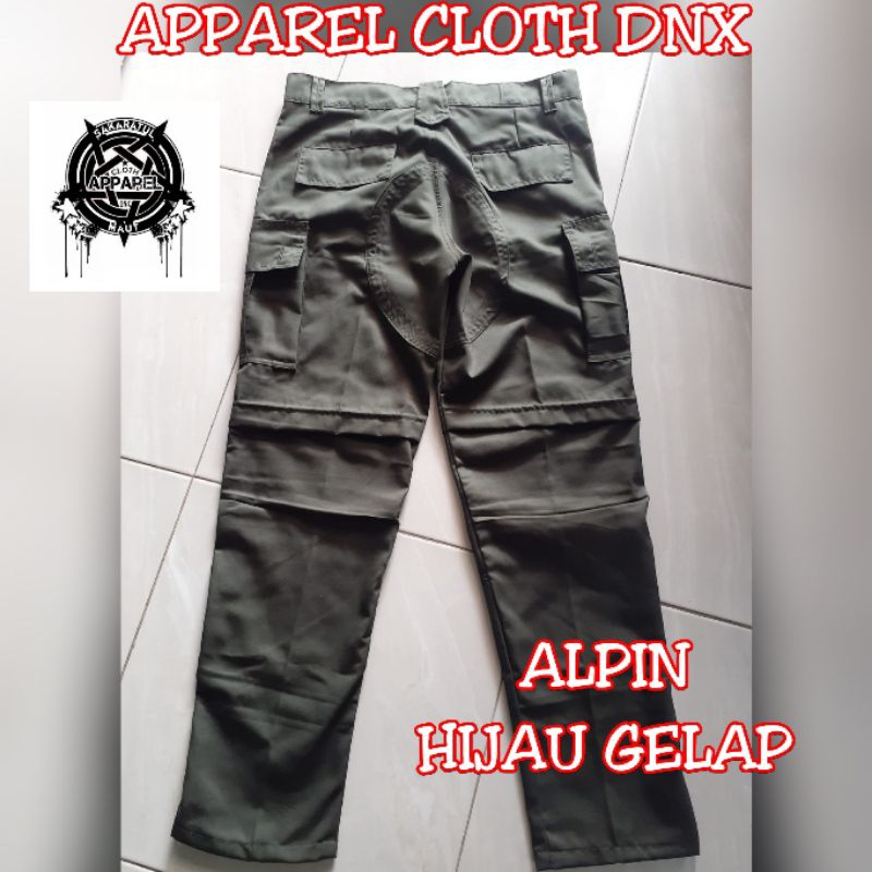 Jual CELANA ALPIN PUNK HIJAU SAKU KEMPOL GEMBOL, CELANA ALPIN ALPINE