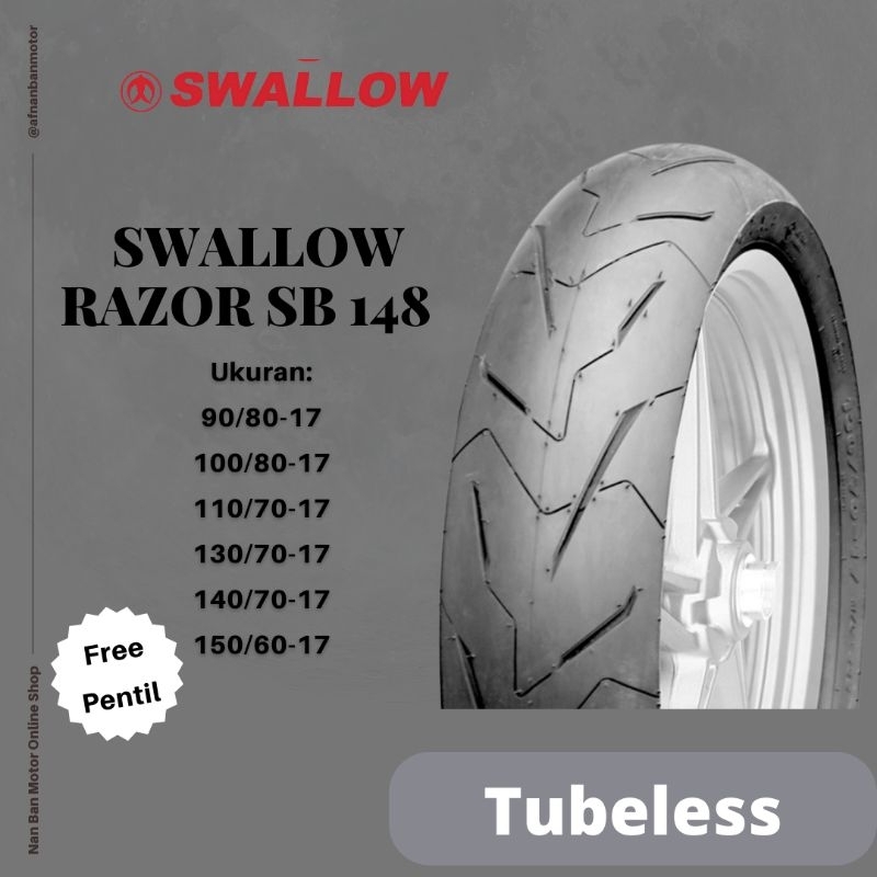 Jual BAN MOTOR SWALLOW RAZOR SB 148 UKURAN 90/80-17, 100/80-17 & 110/70 ...