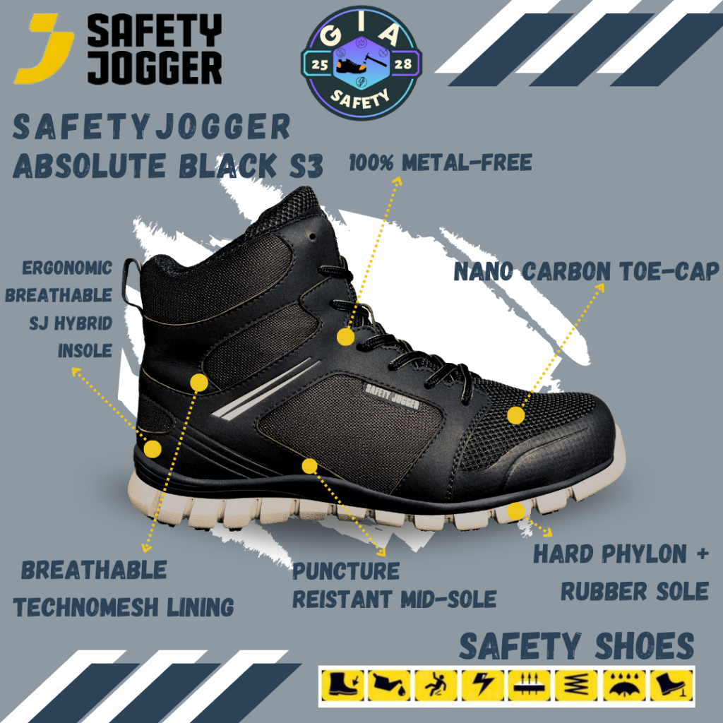 Jual SEPATU SAFETY JOGGER ABSOLUTE BLACK S1P Shopee Indonesia