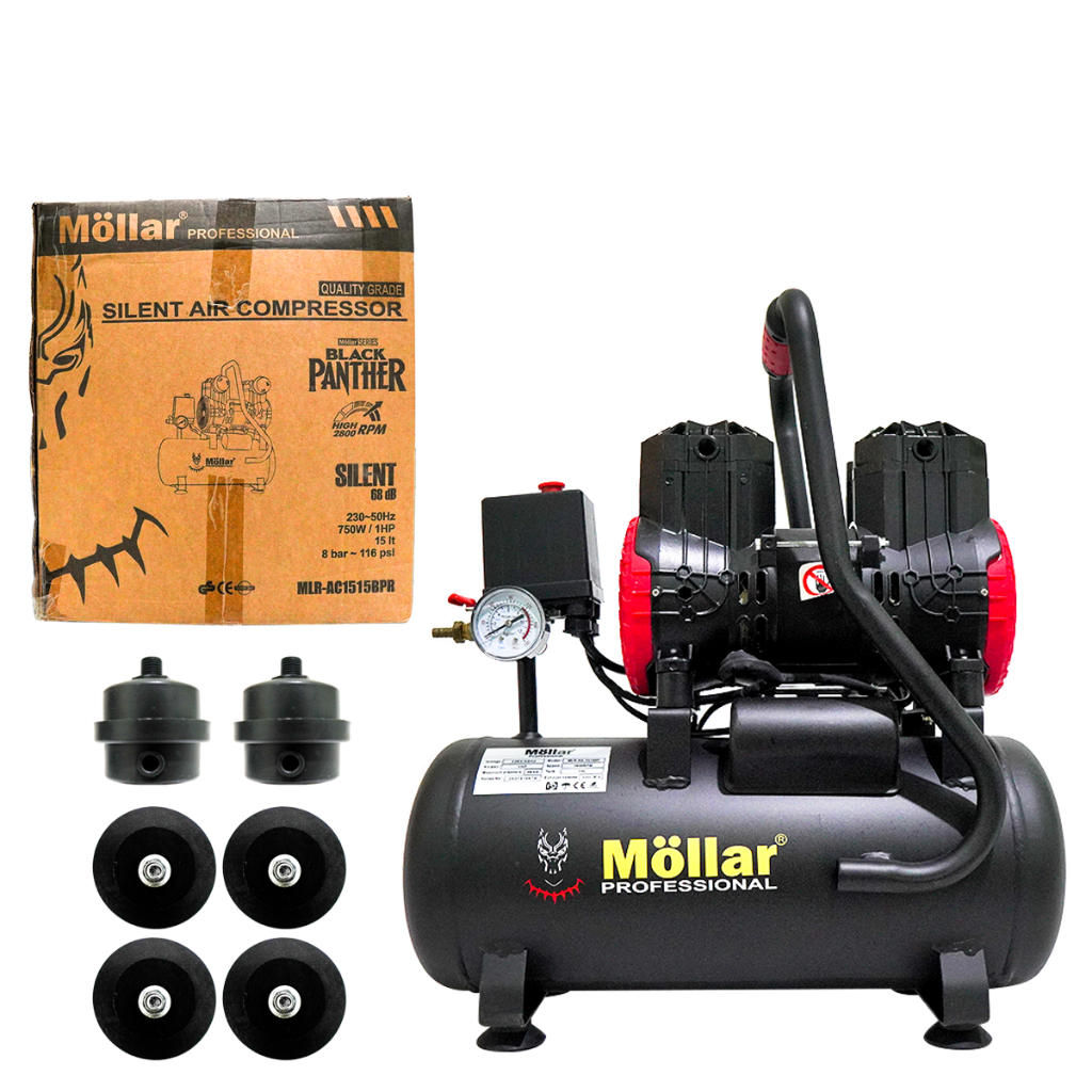 Jual MOLLAR AC1515BP-R Kompresor Angin 1 HP 15 Silent Oilless Black ...
