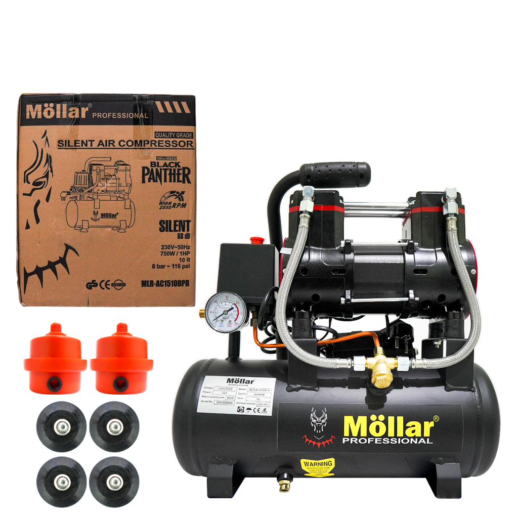 Jual MOLLAR AC1510BP-R Kompresor Angin 1 HP 10 Silent Oilless Black ...