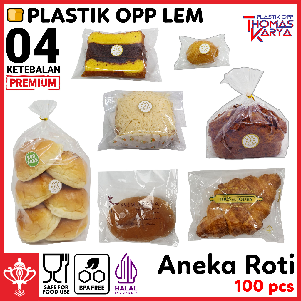 Jual Plastik OPP Roti TEBAL Isi 100 Bening Lem Seal Perekat Kemasan ...