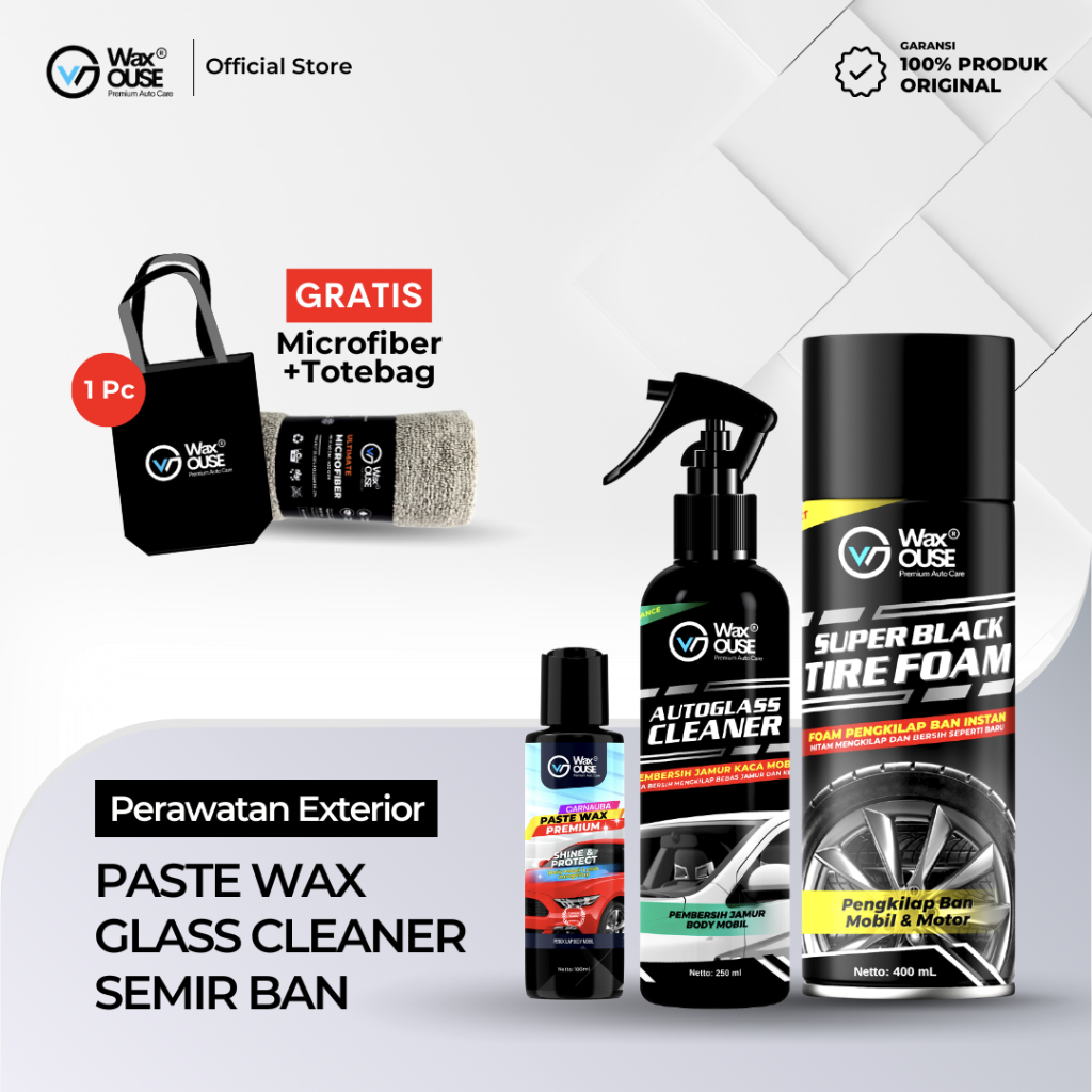 Jual Waxouse Paket Pembersih Jamur Kaca Mobil Carnauba Paste Wax