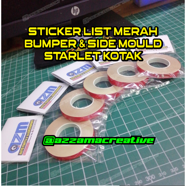 Jual Stiker List Merah Side Moulding dan Bumper Toyota Starlet | Shopee ...