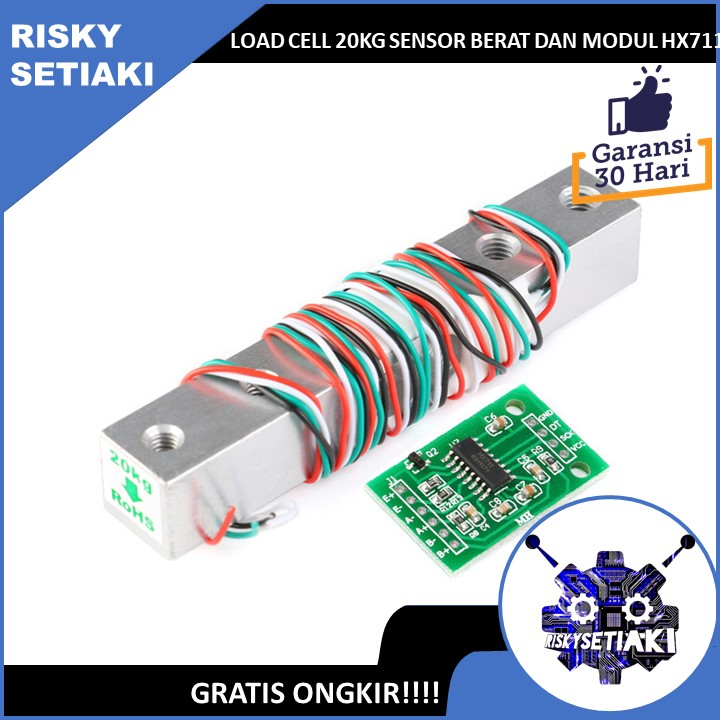Jual PAKET LOAD CELL 20KG SENSOR BERAT DAN MODUL HX711 24BIT ADC BOARD ...