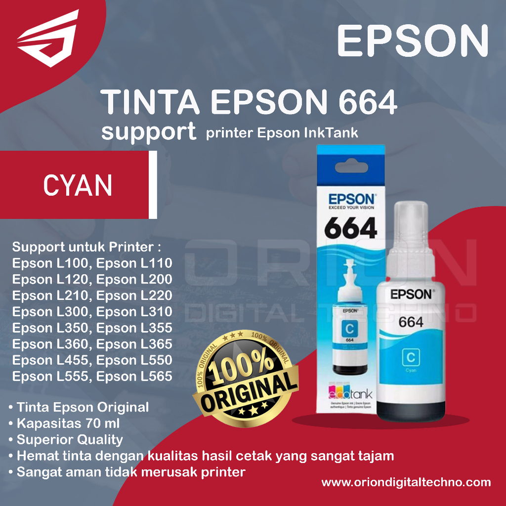 Jual Tinta Epson 664 Cyan 100 Original Shopee Indonesia 2209