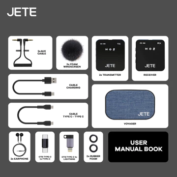 JETE MX1 Microphone Wireless Clip On Mic Live Youtuber 2in1 Garansi 2 Tahun