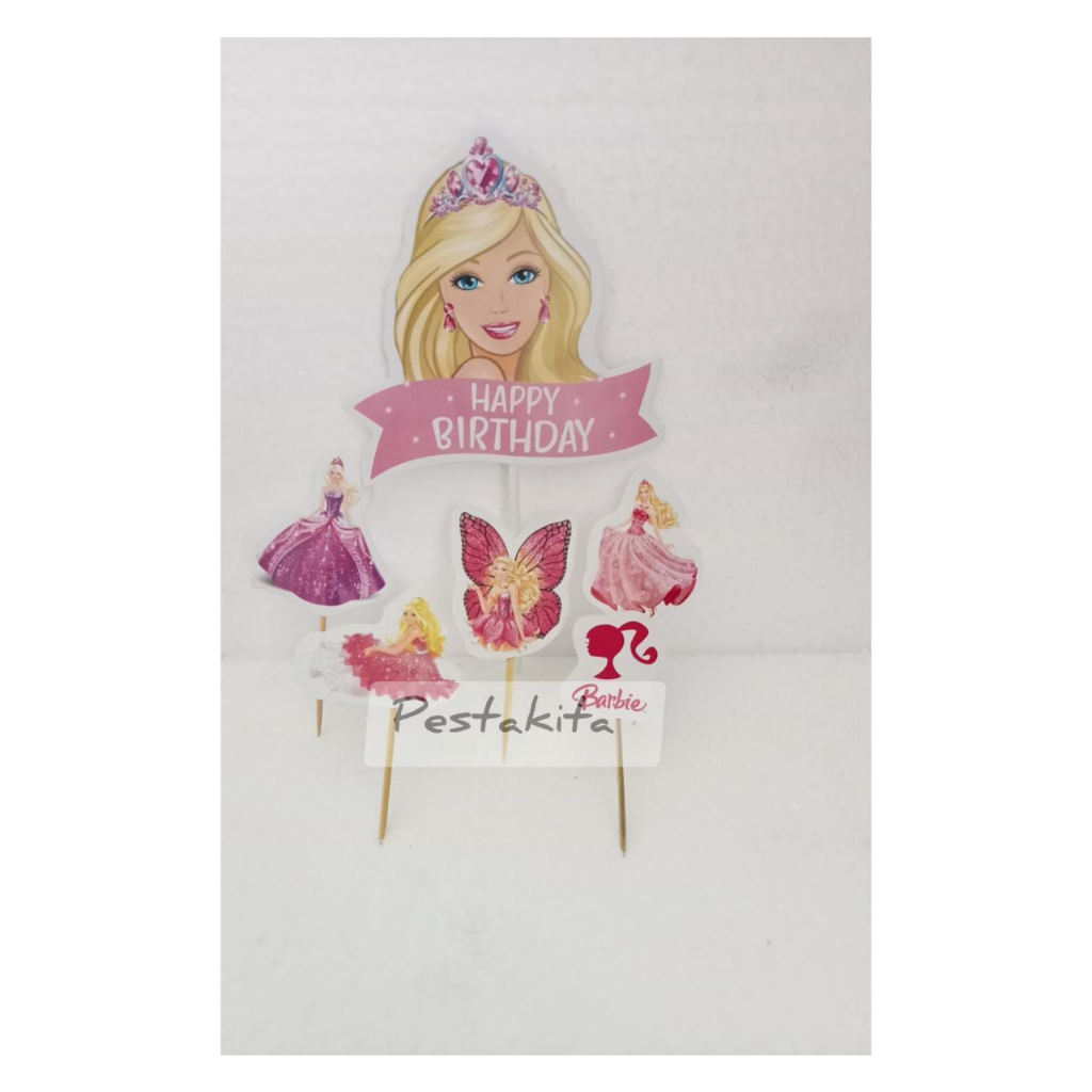 Jual Set Topper Cake Karakter Barbie / Topper Karakter Ulang Tahun