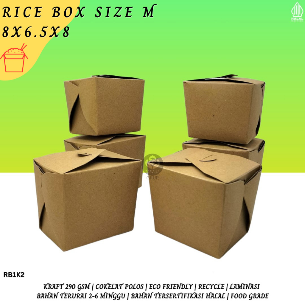 Jual Rice Box Small Paper bowl Food Pail Paper Rice Box (RB1K2-Laminasi ...