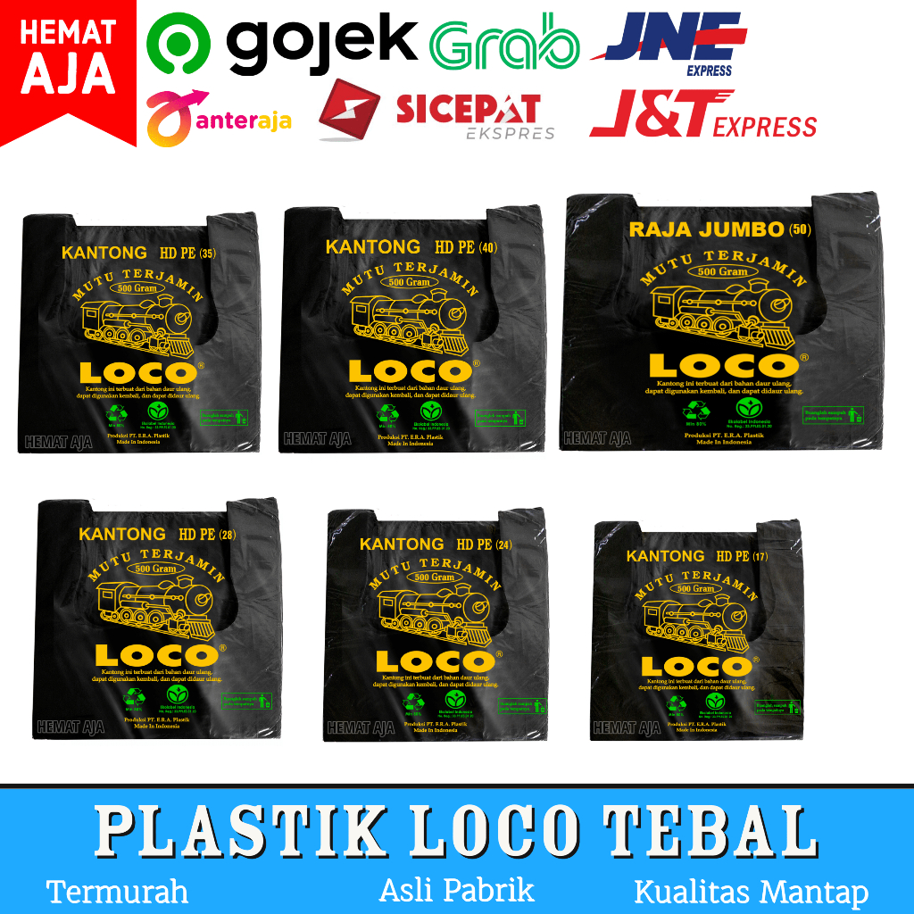 Jual Kantong Plastik Kresek Loco Hitam Hd Pe Tebal Ukuran 17 24 28 35 40 50 Isi 50 5681