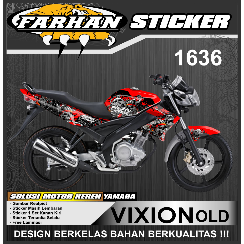 Jual F1636 Decal Sticker Variasi Motor Yamaha Vixion Old Lama Desain Zombie Terbaru Stiker