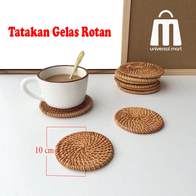 Jual Placemate Tatakan Gelas Anyaman Rotan Bulat Diameter 10 Cm Shopee Indonesia 4145