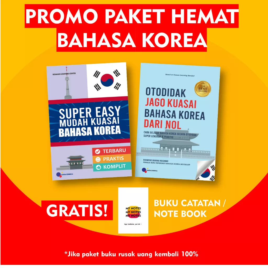 Jual PAKET 2 BUKU SUPER EASY BAHASA KOREA + OTODIDAK JAGO KUASAI BAHASA ...