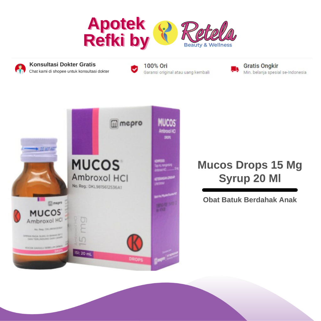 Jual Mucos Drops 15 Mg Syrup 20 Ml / Ambroxol / Obat Batuk Berdahak
