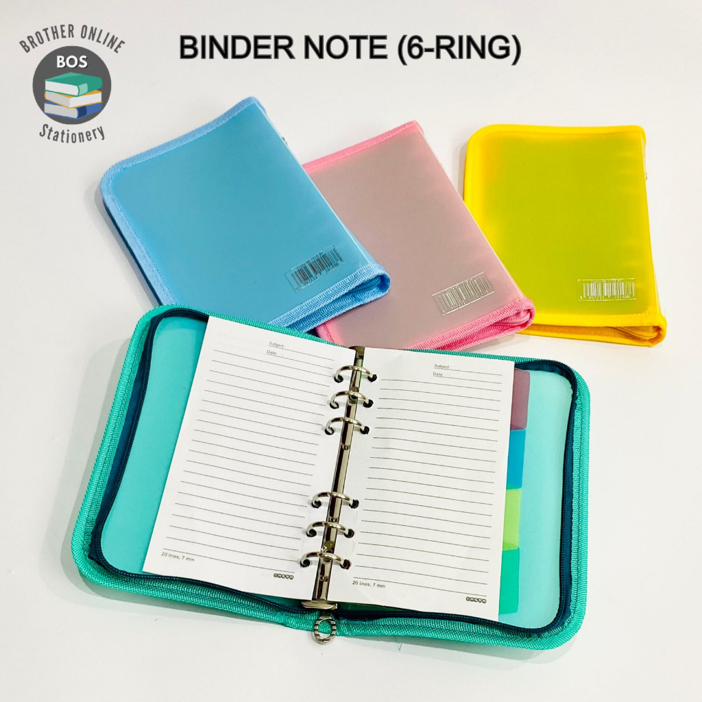 Jual BOS Binder Note Sleting 6 Ring Cover Warna/Buku Ring Besi/Notebook
