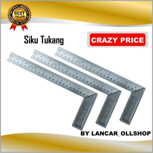 Jual Siku Tukang Inch Inch Siku L Penggaris Tukang Shopee