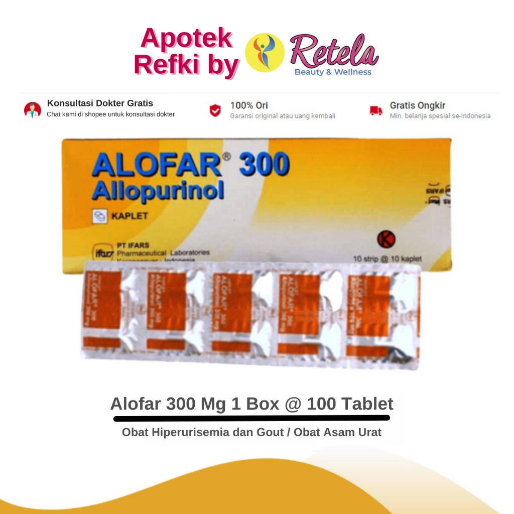 Jual Alofar 300 Mg 1 Box @ 300 Tablet / Allopurinol 300 Mg / Obat
