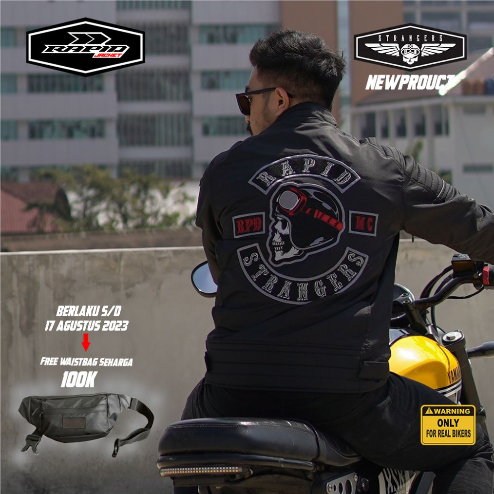 Jual Jaket Motor Touring Premium Rapid Strangers Jaket Bikers Full Bordir Tengkorak Anti Air Dan