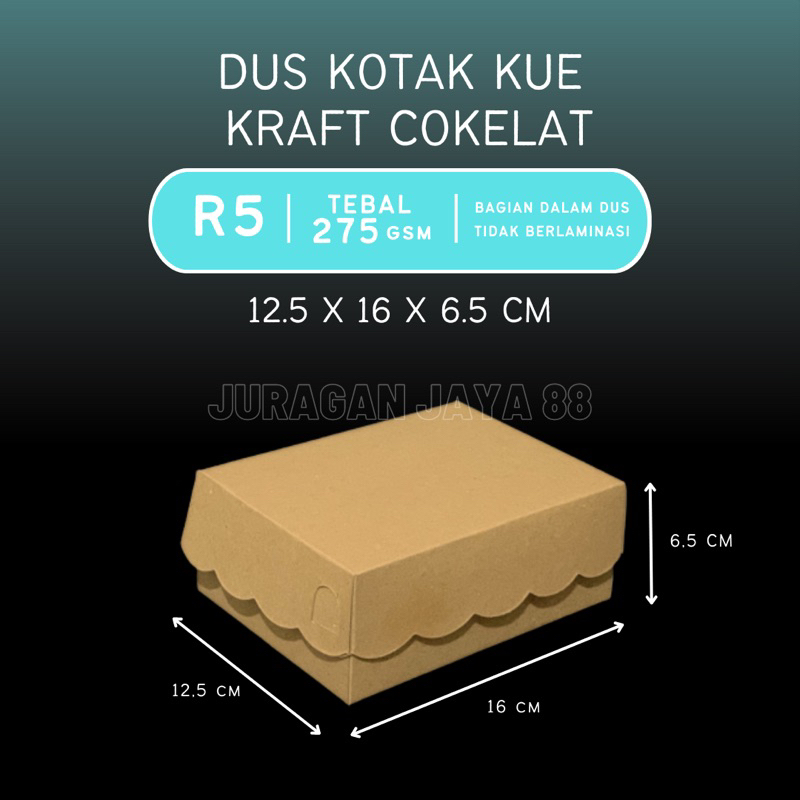 Jual Dus Kue / Kotak Makan R5 12,5cm x 16cm x 6,5cm Kraft Cokelat ...