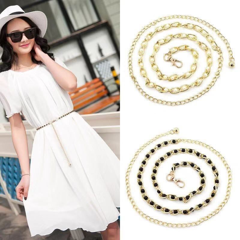 Jual belt rantai mutiara / ikat pinggang fashion | Shopee Indonesia