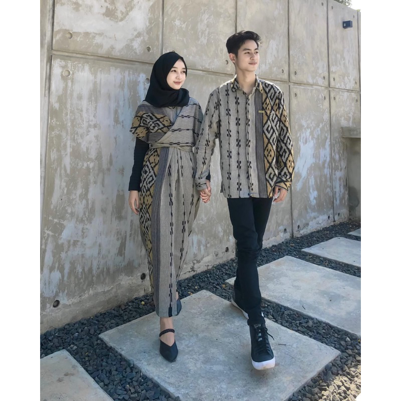 Jual Set couple Raisa grey - Dress raisa grey - set couple baju lebaran ...