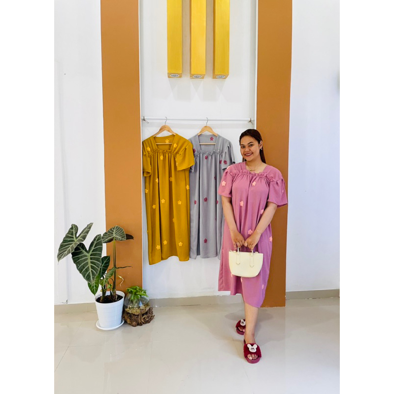 Jual [OBRAL]Dress Daster Crinkel Pom Pom Friendly Bumil | Shopee Indonesia