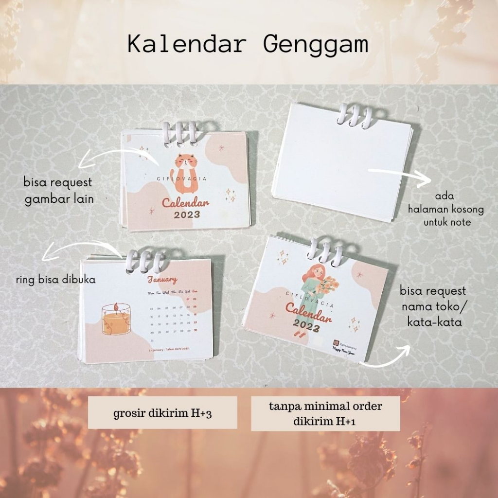 Jual (Tanpa PO) Kalender Mini 2023 Kalender Genggam Tanggalan Planner ...